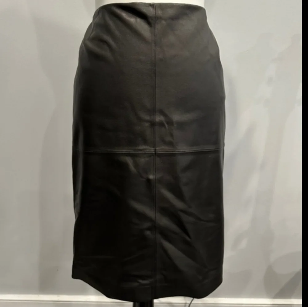 Lafayette 148 New York ADELINA Pencil Skirt 100٪ Supple Paneled Leather Bodycon